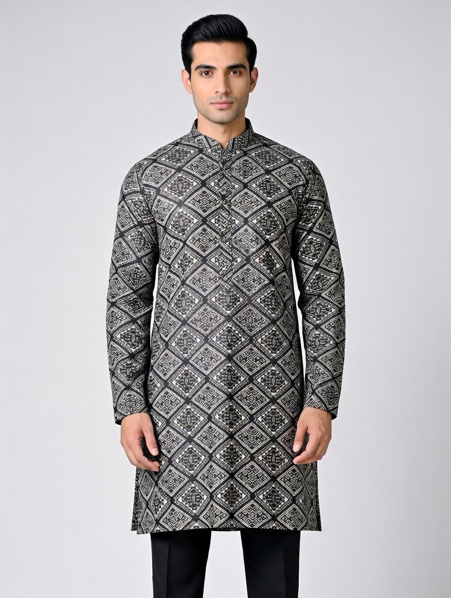 Royal Graphite Mosaic Panjabi