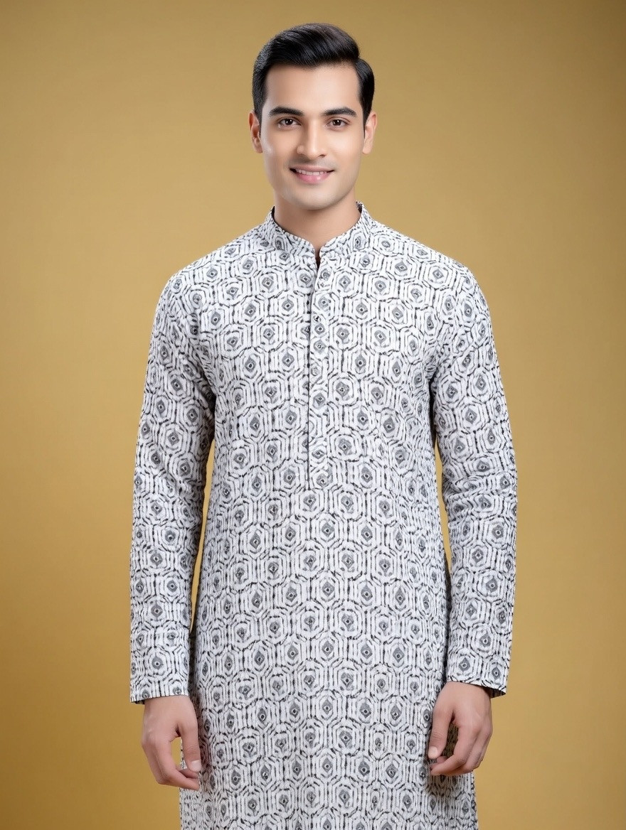 Royal Graphite Mosaic Panjabi