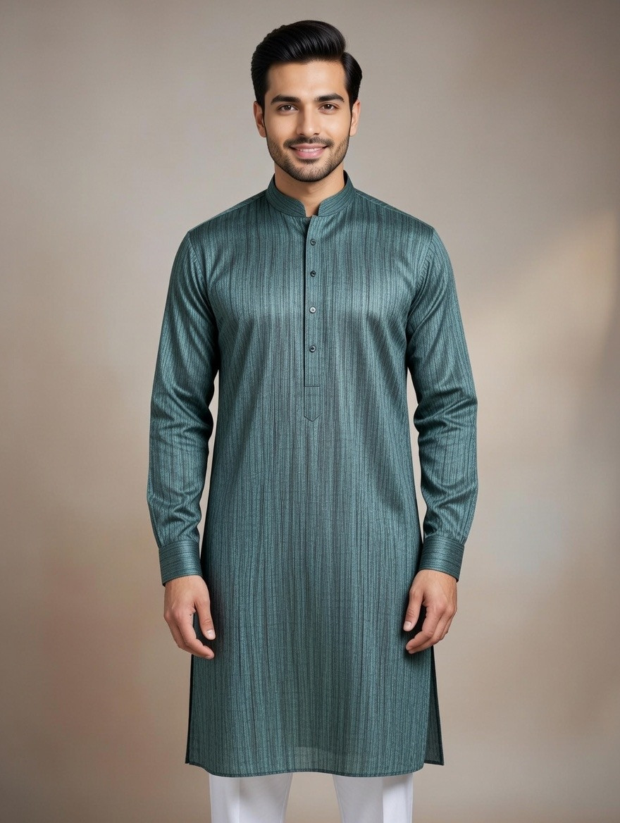 Emerald Stripe Premium Cotton Panjabi