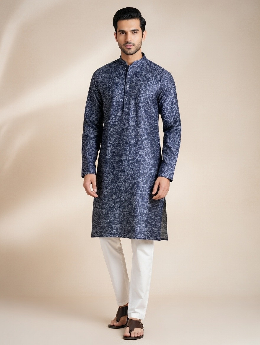 Royal Graphite Geometric Panjabi