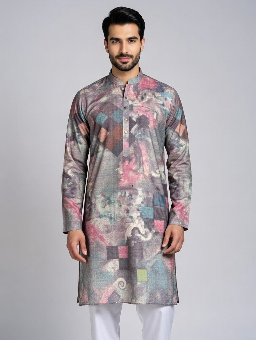 Abstract Mosaic Premium Cotton Panjabi