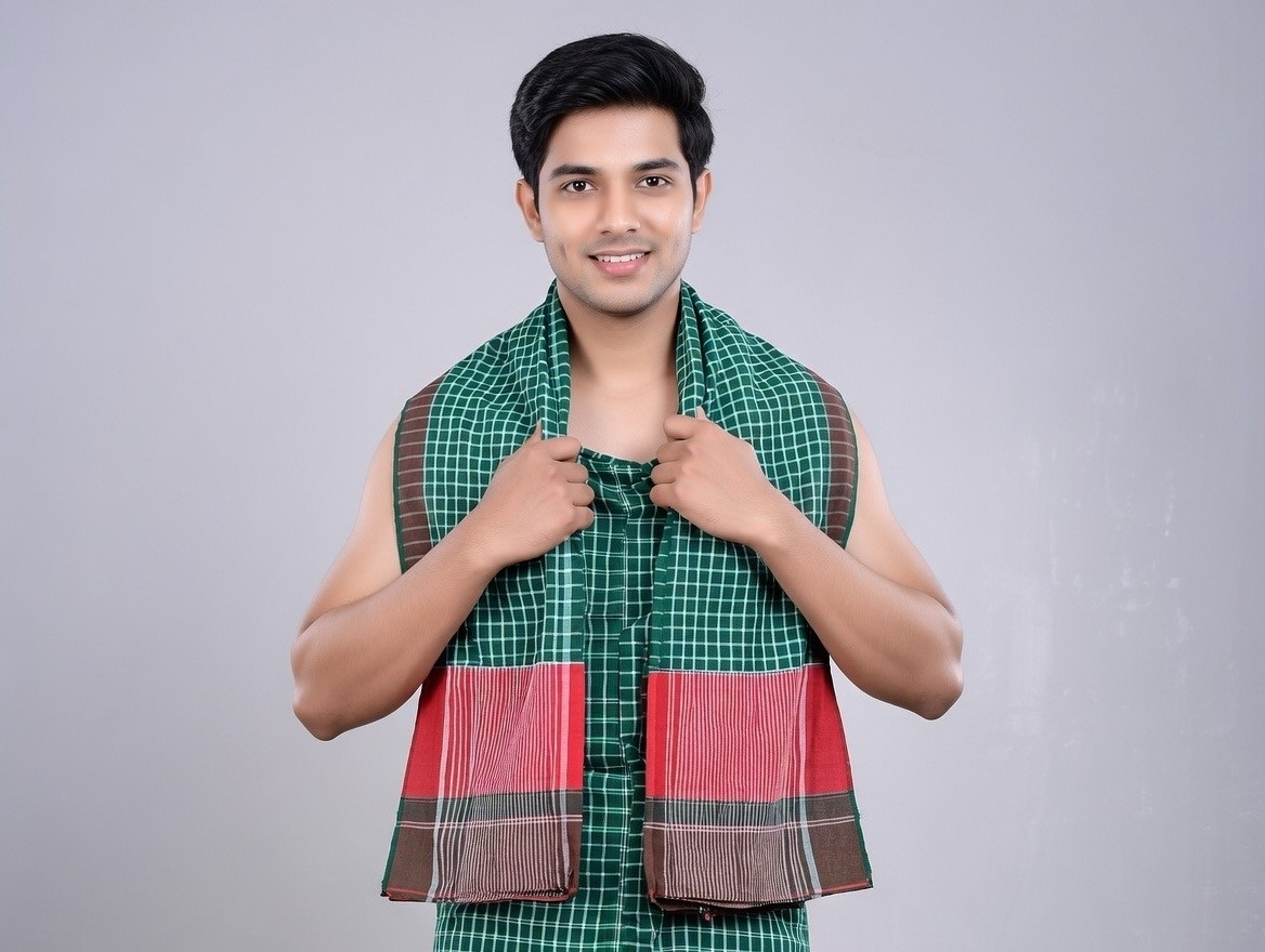 Royal Heritage Beige & Red Check Cotton Gamcha