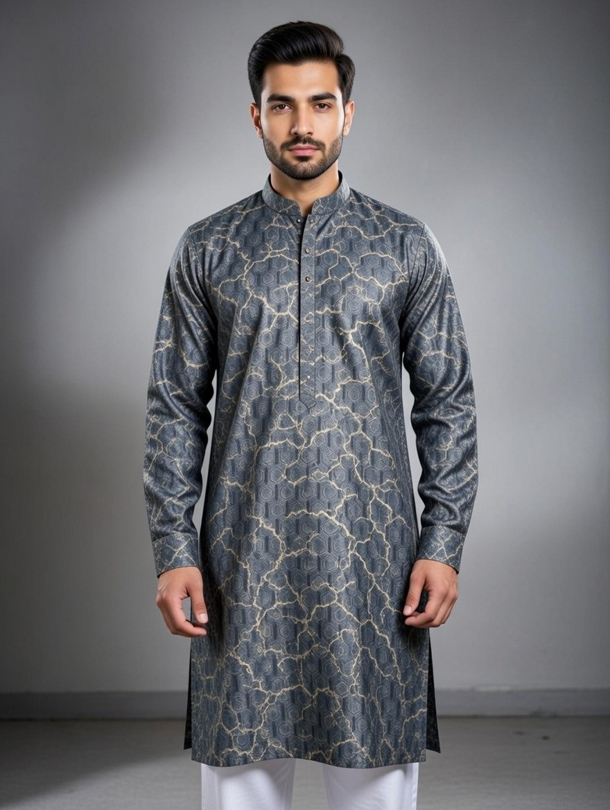 Royal Graphite Premium Printed Panjabi