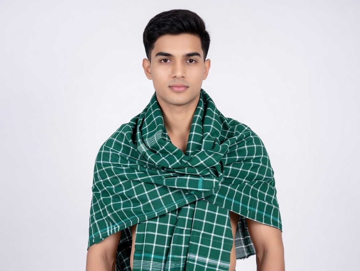 Royal Heritage Beige & Red Check Cotton Gamcha