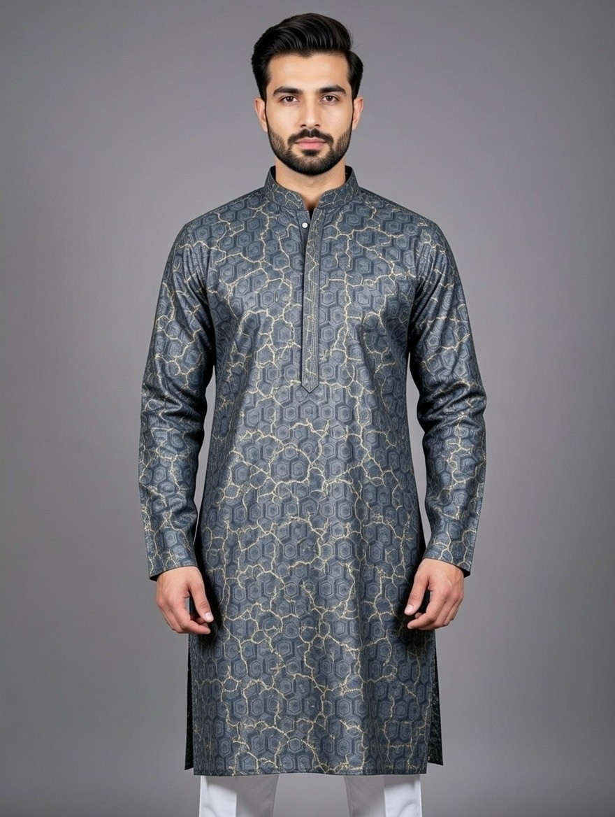 Royal Graphite Premium Printed Panjabi
